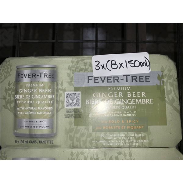 Fever-Tree Premium Ginger Beer 3 Packs of 8 (150ml Cans)