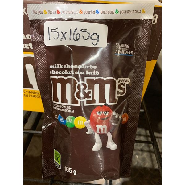 15 M&Mâ€™s Milk Chocolate Candies 165g Bags