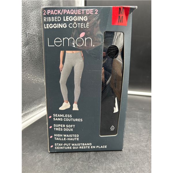 Lemon 2-Pack Ribbed Legging, Size M, Seamless and High-Waisted