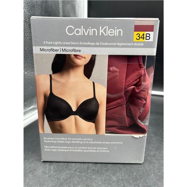 Calvin Klein 2-Pack Lightly Lined Demi Bras, Size 34B, Microfiber