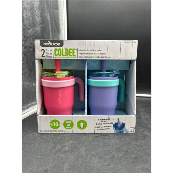 Reduce Coldee 2-Piece Spill-Proof Straw Tumblers With Handles