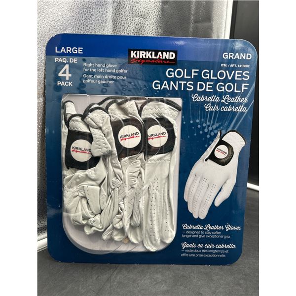 Kirkland Signature Cabretta Leather Golf Gloves, Large, Right Hand, 4-Pack