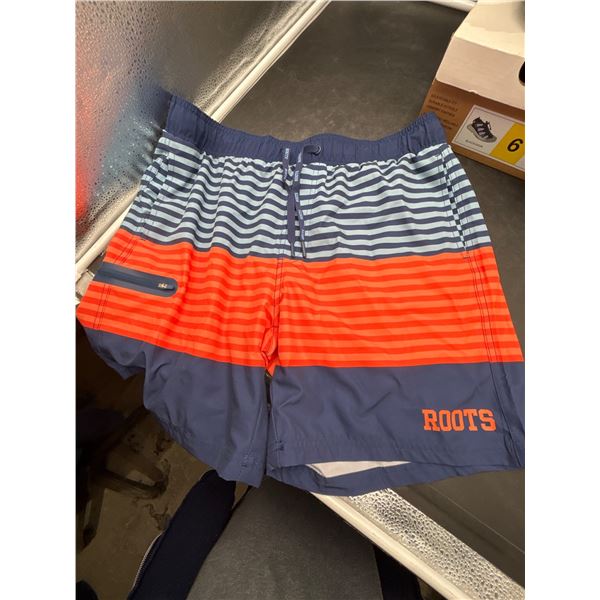Roots Menâ€™s Striped Swim Shorts, Size Medium, Polyester Blend