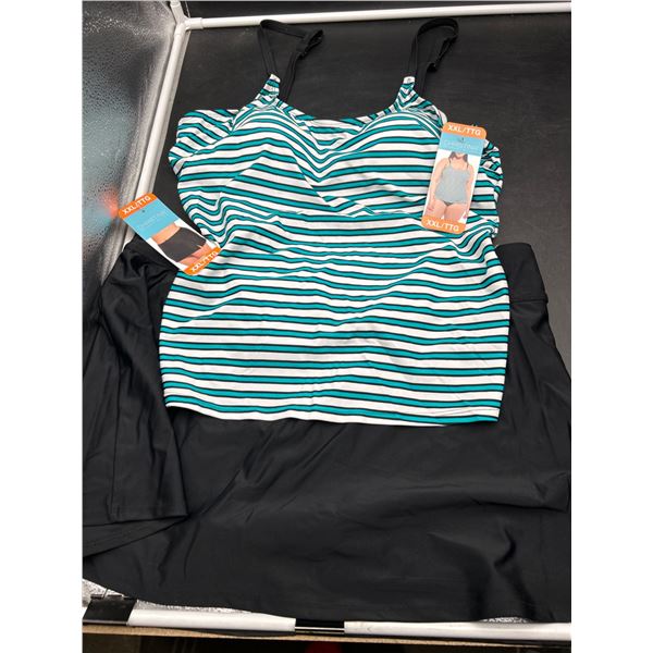 Christina Swimwear Womenâ€™s Tankini Top and Skirt Set, Striped, Size XXL/TTG