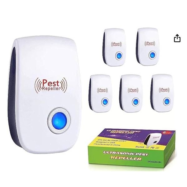 Ultrasonic Pest Repeller, Indoor Ultrasonic Repellent Electronic Plug in Pest Control, 6 Pack