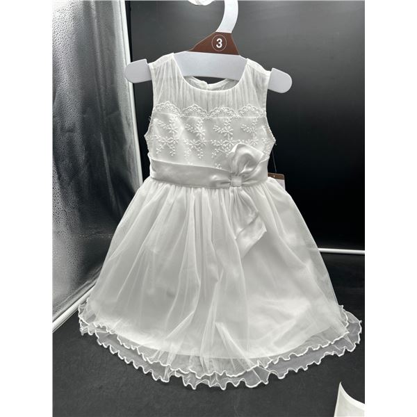 Jona Michelle Sleeveless White Dress with Bow, Size 3