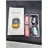 Image 1 : Smart Watch With Pink Band, Charging Cable, And Accessories