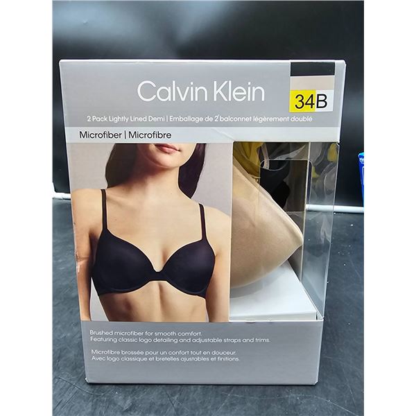 Calvin Klein 2-Pack Lightly Lined Demi Bras, Size 34B, Microfiber