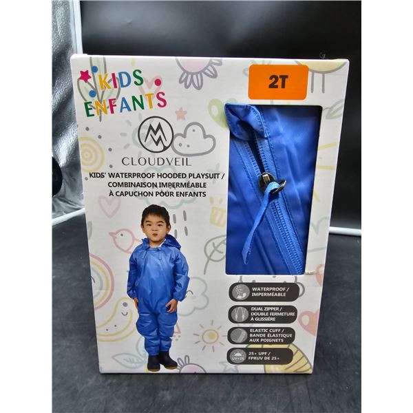 Cloudveil Kidsâ€™ Waterproof Hooded Playsuit, Size 2T, Blue