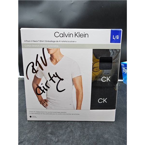 Calvin Klein 4-Pack V-Neck Cotton Stretch T-Shirts, Size L/G