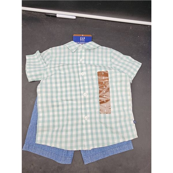 Gap Kids 2-Piece Shirt and Shorts Set, Size 3, Green/Blue