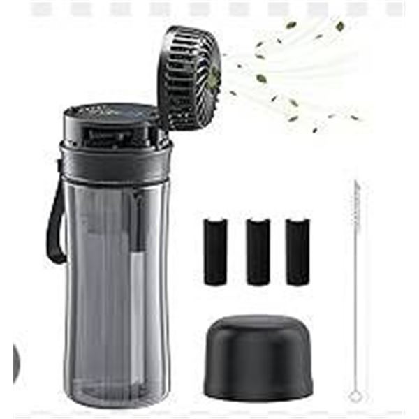 HandFan 600ml 2oz Portable Fan and Bottle Combination in Black