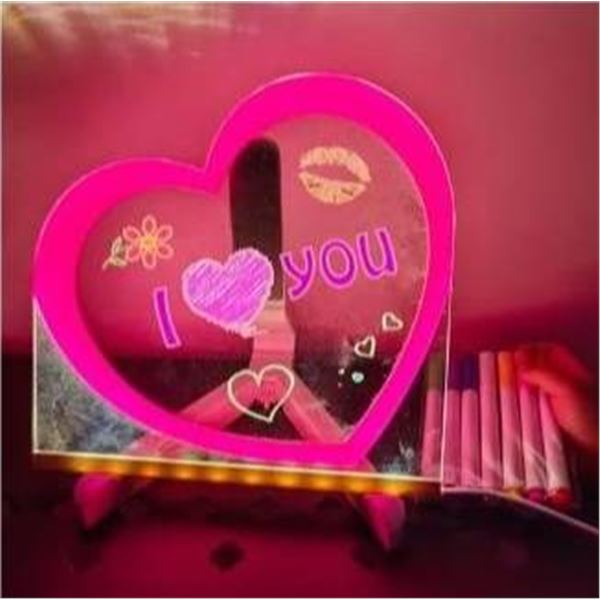 LED Note Board with Colors, Light-Up Acrylic Message Dry Erase Board with Adjustable Stand and 7 Pen
