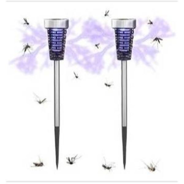 Solar Bug Zapper LED & UV Light, Outdoor Mosquito Killer Lamp, 2-Piece Set