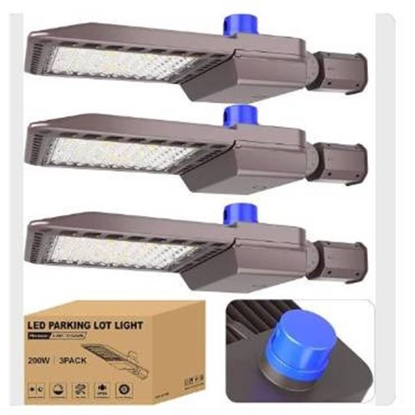 150W LED Parking Lot Light, Photocell, Dusk to Dawn, 3-Pack, IP65 Certified