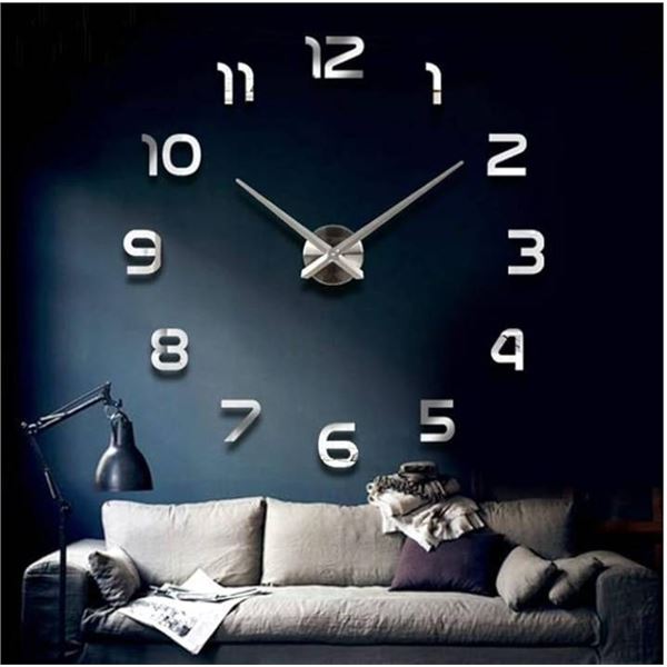 Large 3D Numbers Mirror Wall Clock, Modern Frameless Wall Clock Sticker for Home Office Easy to Read