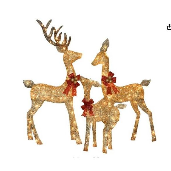 XG03BF55M5 3-Piece Deer Family Decoration Set (White)