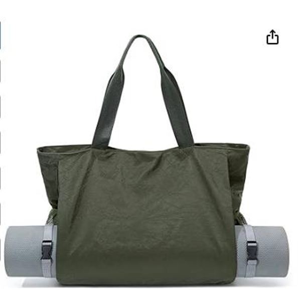 BOCMOEO Green Tote Bag With Zipper and Mesh Pockets