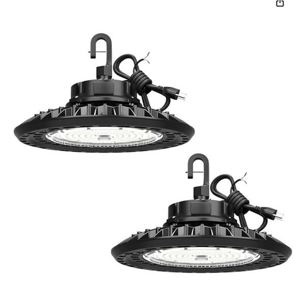 YXL UFO LED High Bay Light, 150W/120W/90W, 2-Pack With 5 ft US Plug, IP65 Rating