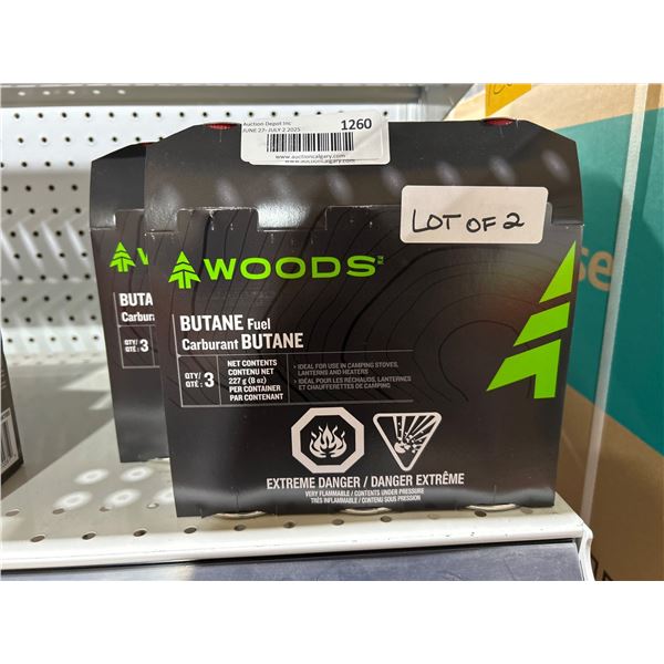 Woods Butane Fuel 3 pack , Lot of 2