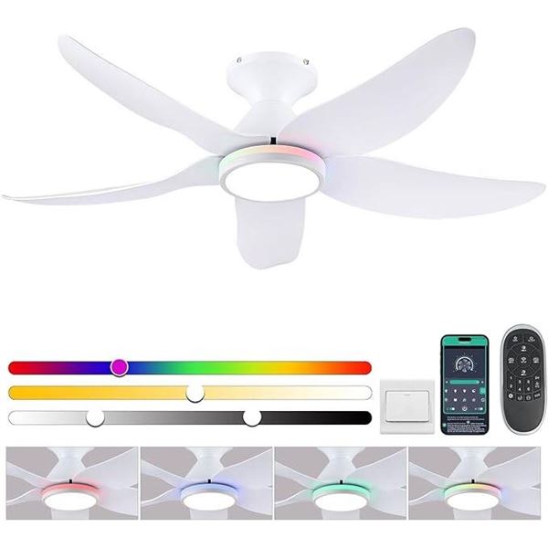 Kviflon 46-Inch Ceiling Fan With RGB Lights and Music Speaker