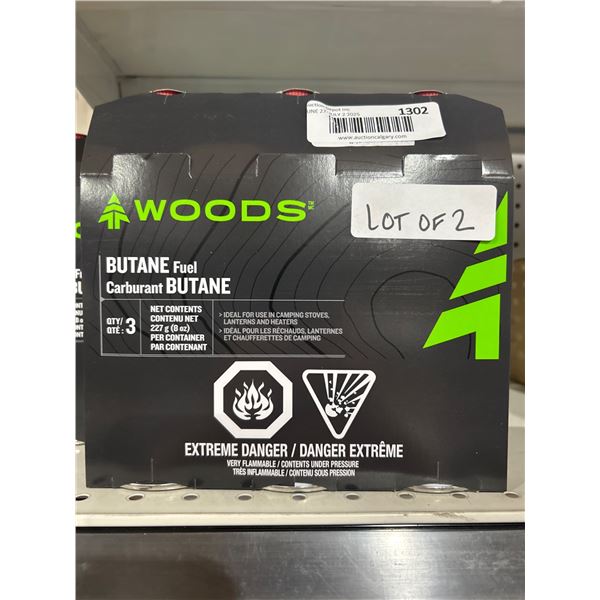 3 pack Woods Butane Fuel Canisters, 227 g (8 oz), Lot of 2