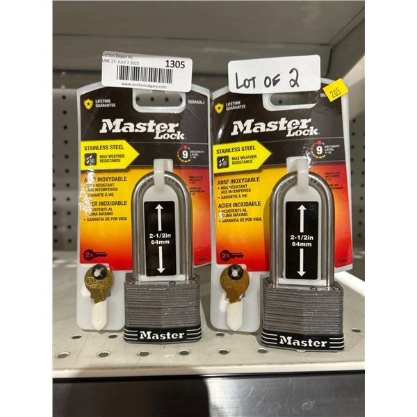 Master Lock 2-1/2in Stainless Steel Padlocks â€“ Lot of 2