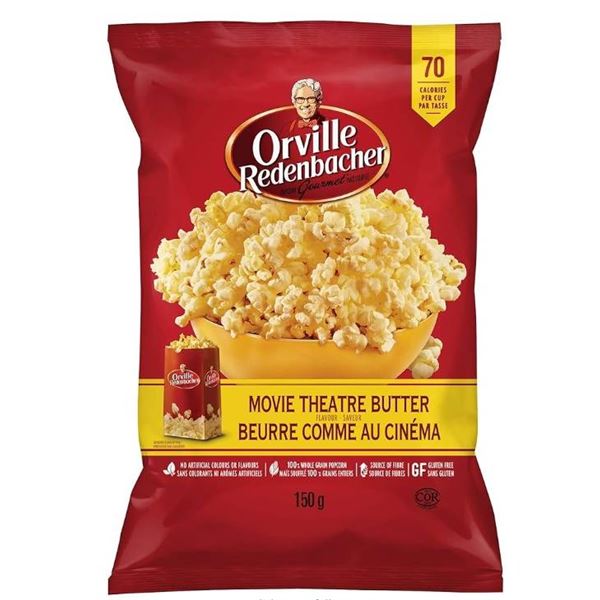 Orville Redenbacher Popcorn, Movie Theatre Butter, 12 Bags, 150g Each
