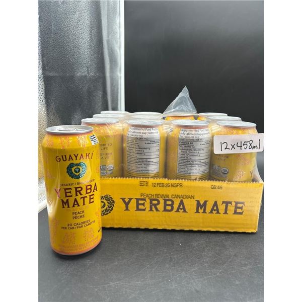 Guayaki Yerba Mate Organic Peach 12 x 458 mL Cans