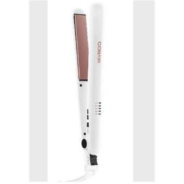Conair Double Ceramic 1” Flat Iron, 25mm Hair Straightener, 410°F High Ceramic Heat, 30-sec