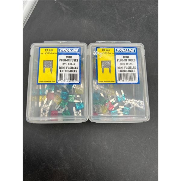 Dynaline DYN 00141 Mini Plug-In Fuses, 50 Pieces, Assorted Amperages Lot of 2