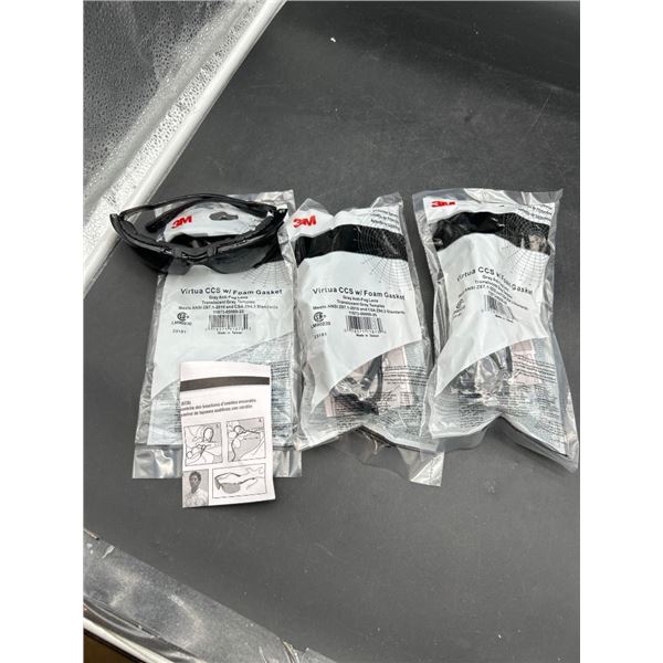 3M Virtua CCS Safety Glasses with Foam Gasket, ANSI Compliant Lot of 3