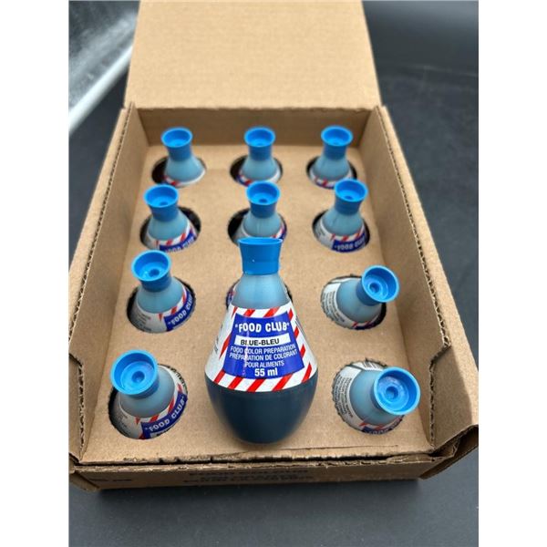 Food Club Blue Food Color 55 ML (12 Units) with Descriptive Labeling