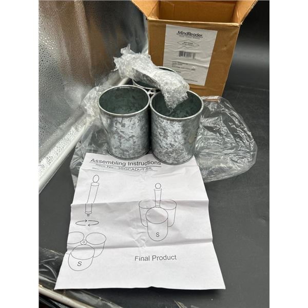 Mind Reader Galvanized Metal Planter Holder with Three Compartments