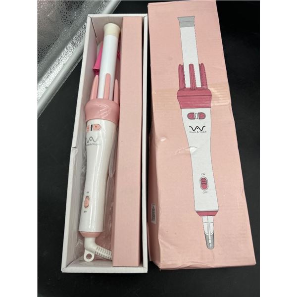 Pink and White Hair Curling Iron with Adjustable Heat Settings