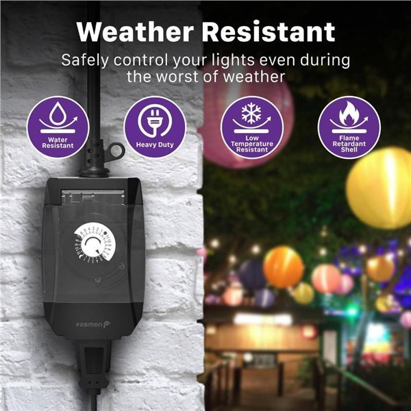 Fosmon 24-Hour Plug-in Mechanical Timer with Grounded Outlet
