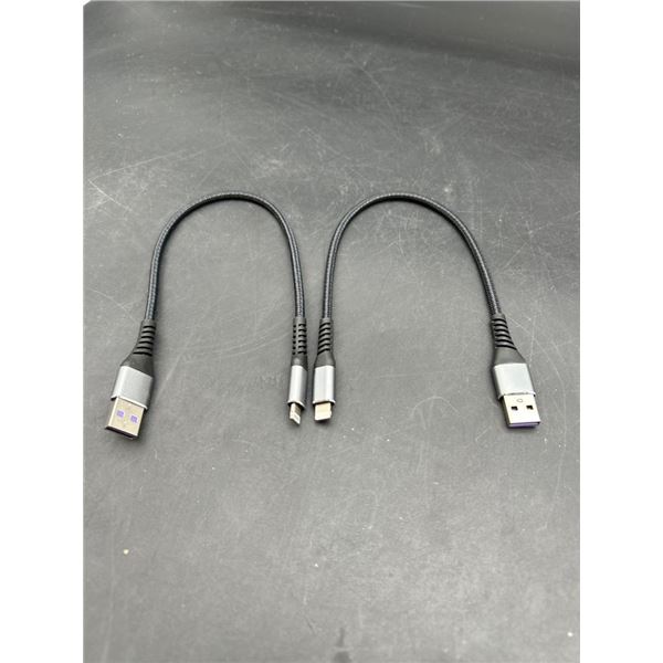 2 USB to Lightning Charging Cables, Approximately 6 Inches Each