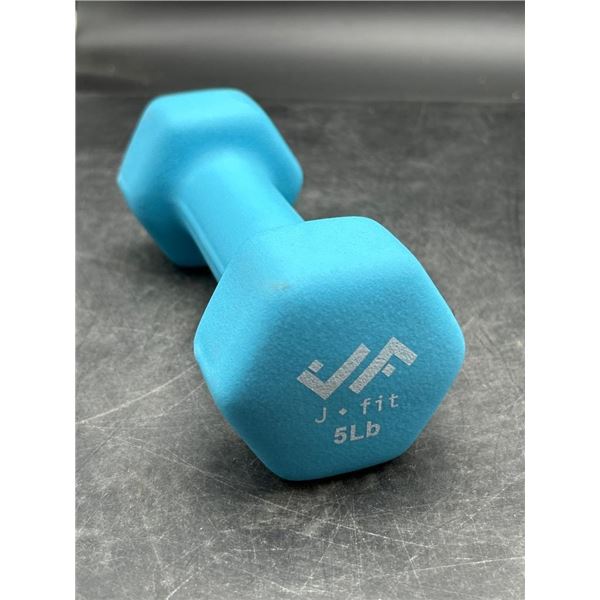 J-Fit 5 lb Neoprene Dumbbell with Hexagonal Design in Blue