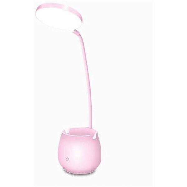 Pink LED Desk Lamp with USB Port and Flexible Neck