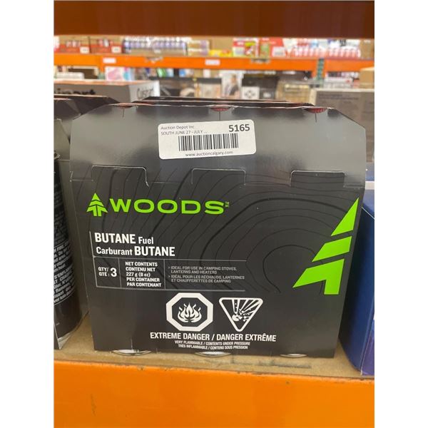 Woods Butane Fuel Cartridges, 3 x 3 x 227g