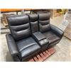 Image 1 : Electric Black Leather Reclining Theater Seating with Built-In Cup Holders WITH POWER CORD