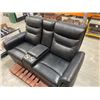 Image 2 : Electric Black Leather Reclining Theater Seating with Built-In Cup Holders WITH POWER CORD