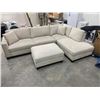 Image 1 : Modular Beige Upholstered Sectional Sofa With Storage Ottoman