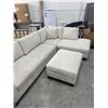 Image 2 : Modular Beige Upholstered Sectional Sofa With Storage Ottoman