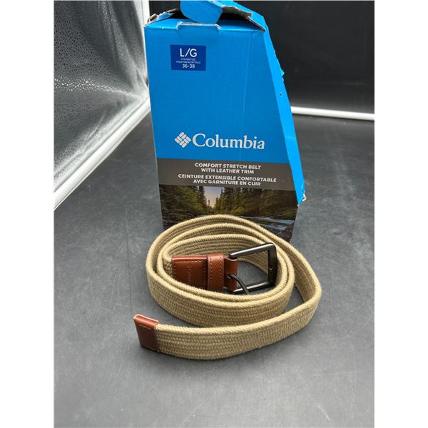Columbia Comfort Stretch Belt L/G 36-38 with Leather Trim