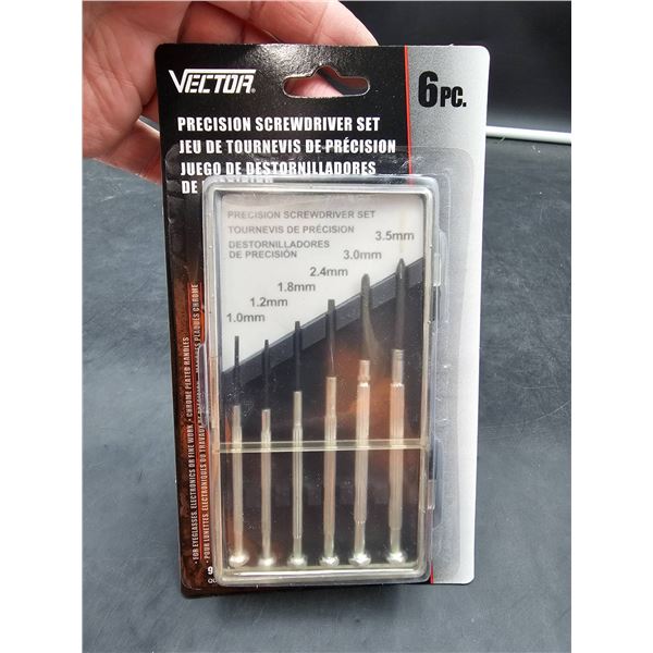 Vector 6-Piece Precision Screwdriver Set with Sizes 1.0mm to 3.5mm
