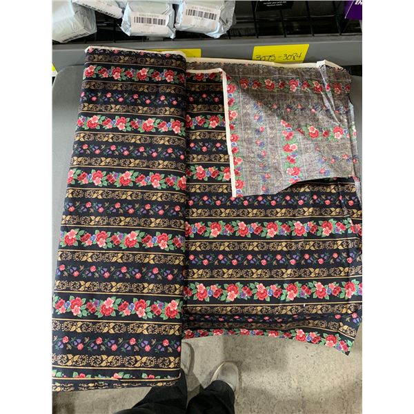 Floral Pattern Fabric Roll with Black and Multicolor Design