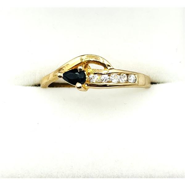 Natural Blue Sapphire (0.17ct) with CZ (0.20ct) Ring, Size 8, W/A $315.00. Sapphire is the birthston