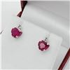 Image 3 : 10KT White Gold Natural Enhanced Ruby (2ct) Heart Shape with Aquamarine Earrings, Retail $450.00. Ru