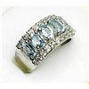 Image 2 : Sterling Silver Natural Blue Topaz (2.30ct) with Natural White Sapphire (0.60ct) Ring, Size 7.25, W/